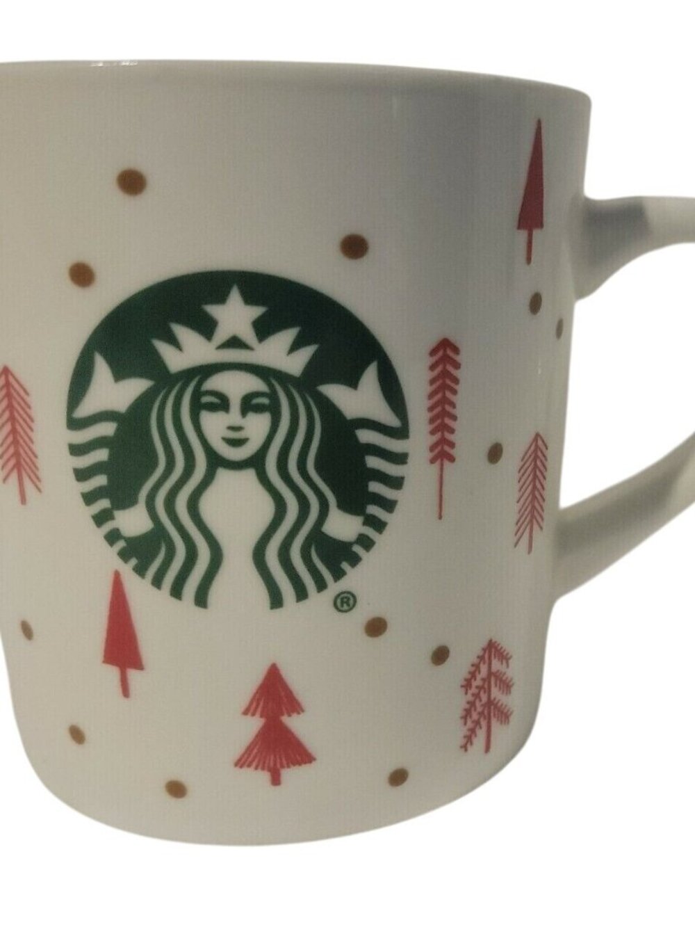Starbucks Red Christmas Tree and Mermaid Logo Holiday Mug 16 oz White Coffee